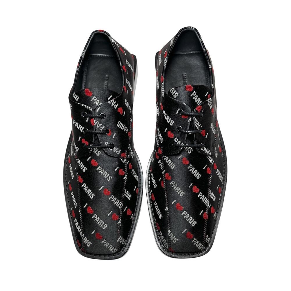 Balenciaga NIB Men's Black Paris Logo Derby Loafers Lace Up Dress Shoes 41 NEW - Picture 4 of 11
